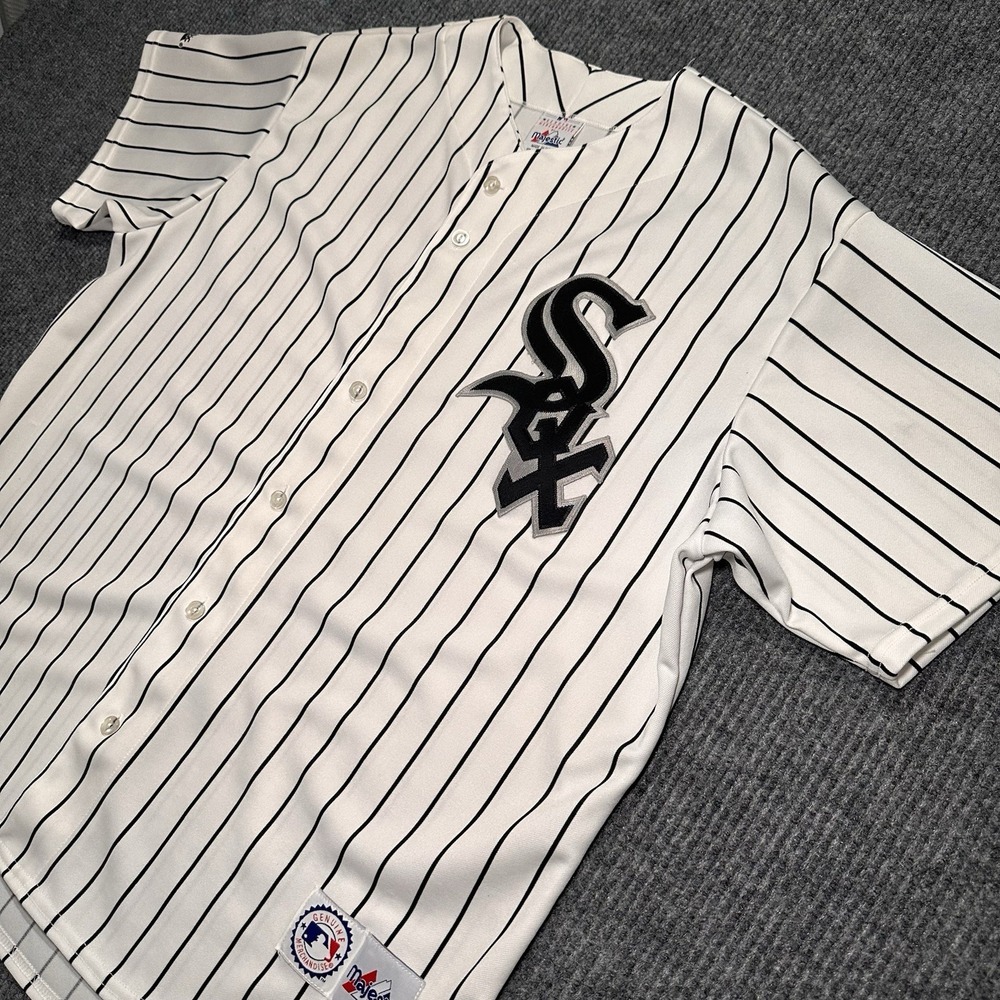 Vintage White Sox Jersey Majestic Mens 2XL Pinstripe Stitched Blank USA Made